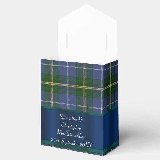 青と緑のタータンチェックの結婚格子模様 フェイバーボックス (オープン)
