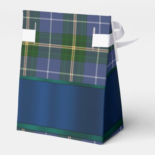 青と緑のタータンチェックの結婚格子模様 フェイバーボックス (裏面サイド)