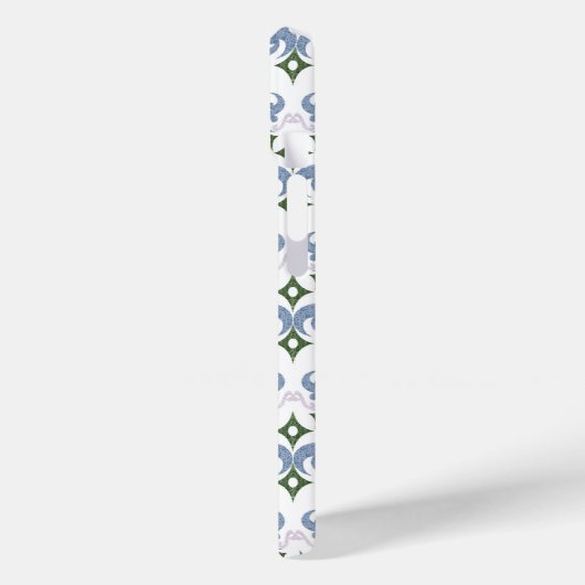 青と緑のダマスク模様の装飾点描画 Case-Mate iPhoneケース (裏面 / 左)