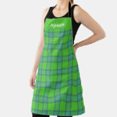 青と緑のチェック タータン モノグラム 名前 エプロン (インサイチュ)