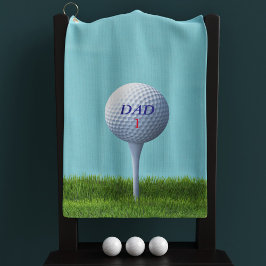 青と緑のティーイングオフカスタムパパモノグラムの ゴルフタオル