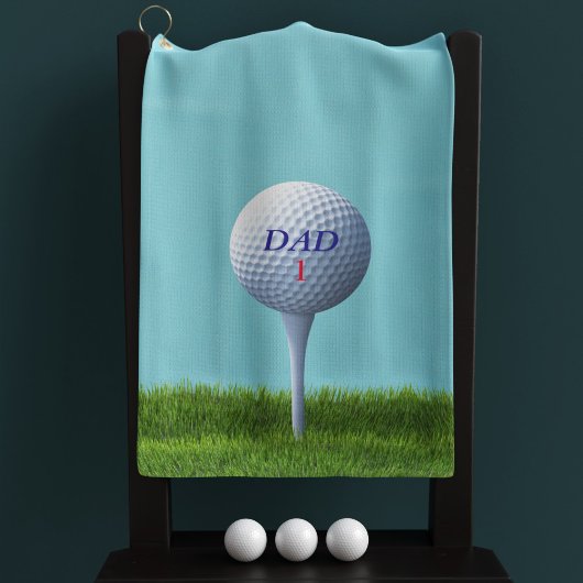 青と緑のティーイングオフカスタムパパモノグラムの ゴルフタオル