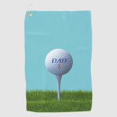 青と緑のティーイングオフカスタムパパモノグラムの ゴルフタオル (正面)