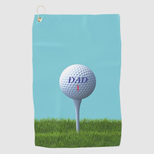 青と緑のティーイングオフカスタムパパモノグラムの ゴルフタオル (正面)
