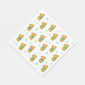 青と緑のテディベア少年の赤ちゃんシャワー スタンダードランチョンナプキン (角)