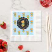 青と緑のテディベア少年の赤ちゃんシャワー 縁ありランチョンナプキン (インサイチュ)