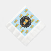 青と緑のテディベア少年の赤ちゃんシャワー 縁ありランチョンナプキン (角)