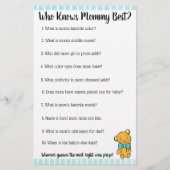 青と緑のテディベア男の子のシャワーゲーム チラシ (裏面)