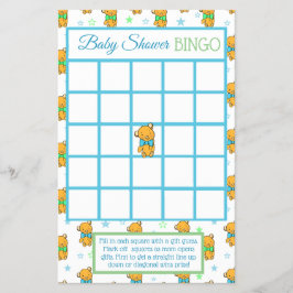 青と緑のテディベア男の子のシャワーゲーム チラシ