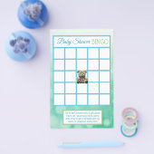 青と緑のテディベア男の子のシャワーゲーム チラシ (シングル)