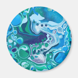 青と緑のデジタル大理石の流体アート マグネット