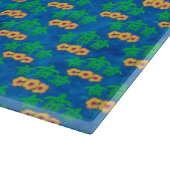 青と緑のトライバルグリーンウミガメ カッティングボード (角)