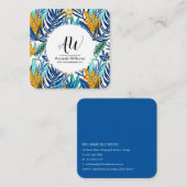 青と緑のトロピカル葉名刺 スクエア名刺 (正面/裏面)
