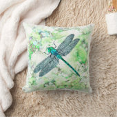 青と緑のトンボ クッション (ブランケット)