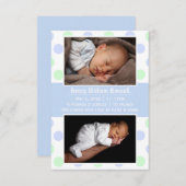 青と緑のドット2枚の写真 – 3x5誕生のお知らせ 案内状 (正面/裏面)