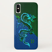 青と緑のドラゴンiPhone Xケース Case-Mate iPhoneケース (裏面)