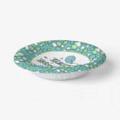 青と緑のハッピーバースデー ペーパーボウル (傾斜あり)