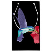 青と緑のハミングバードと赤のハイビスカス スモールペーパーバッグ (裏面)