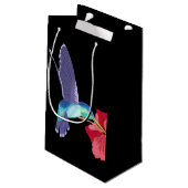 青と緑のハミングバードと赤のハイビスカス スモールペーパーバッグ (裏面アングル)