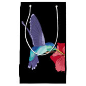 青と緑のハミングバードと赤のハイビスカス スモールペーパーバッグ (正面)