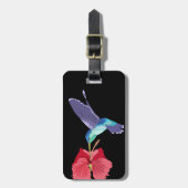 青と緑のハミングバードと赤のハイビスカス ラゲッジタグ (正面縦)