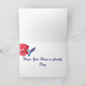 青と緑のハミングバード編集可能グリーティングカード カード (内部)