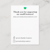 青と緑のハート石鹸サンプル表示カード 名刺 (裏面)