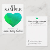 青と緑のハート石鹸サンプル表示カード 名刺 (正面/裏面)