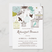 青と緑のバードケージリハーサルディナー 招待状 (正面)