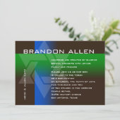 青と緑のバーミッツヴァー(あらゆる色に) 招待状 (スタンド正面)