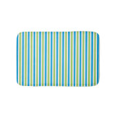 青と緑のパタストライプのーンモダン バスマット (正面)