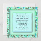 青と緑のパターンパーティーお祝い| DIY文字 招待状 (裏面)