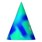 青と緑のパッチワーク パーティーハット (左)