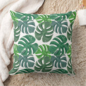 青と緑のパーム熱帯離れ模様 クッション (ブランケット)