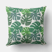 青と緑のパーム熱帯離れ模様 クッション (裏面)