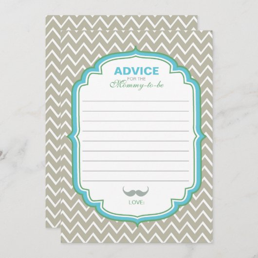 青と緑のヒゲアドバイス ママへのカード 招待状 (正面/裏面)