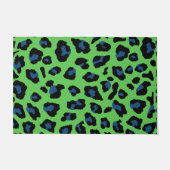 青と緑のヒョウ印刷 ドアマット (正面)