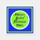 青と緑のピックボールのパドルボールパーソナライズされた スタンダードカクテルナプキン (正面)