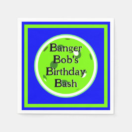 青と緑のピックボールのパドルボールパーソナライズされた スタンダードカクテルナプキン