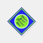 青と緑のピックボールのパドルボールパーソナライズされた スタンダードカクテルナプキン (角)