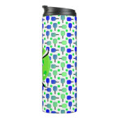 青と緑のピックボールのパドルモノグラムの タンブラー (回転右)