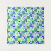 青と緑のピックボールコート、パドル、ボール タペストリー (正面(横))