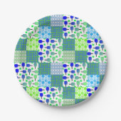 青と緑のピックボールコート、パドル、ボール ペーパープレート (正面)