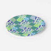 青と緑のピックボールコート、パドル、ボール ペーパープレート (アングル)