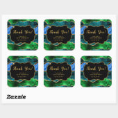 青と緑のピーコックアゲート誕生日ありがとう スクエアシール (シート)