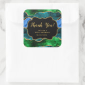 青と緑のピーコックアゲート誕生日ありがとう スクエアシール (バッグ)