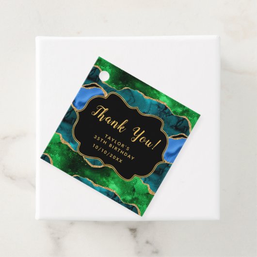 青と緑のピーコックアゲート誕生日ありがとう フェイバータグ (インサイチュ)