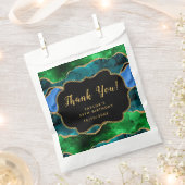 青と緑のピーコックアゲート誕生日ありがとう フェイバーバッグ (クリップ留めされた状態)