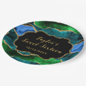 青と緑のピーコックアゲートSweet sixteen ペーパープレート (アングル)