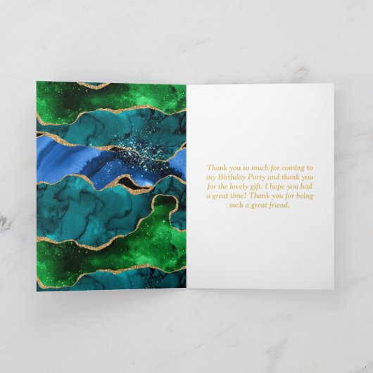 青と緑のピーコック アゲート スイート シックスティーン サンキューカード (内部)